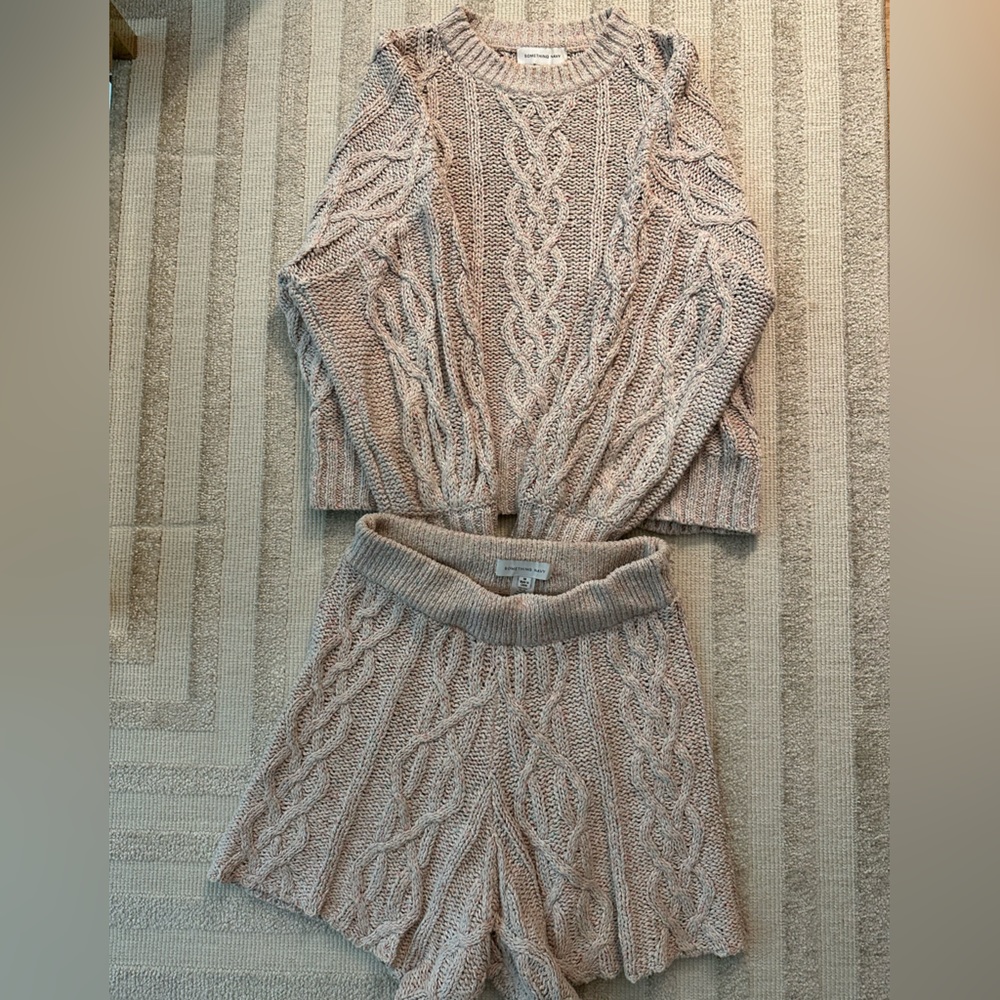 Matching Two Piece Cable Knit Set